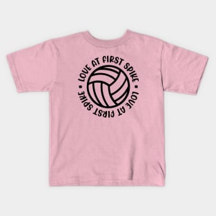 Love At First Spike Volleyball Girls Boys Cute Funny Kids T-Shirt